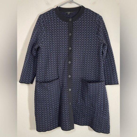 COS Navy Textured Button Front Cardigan size XS - Picture 2 of 5